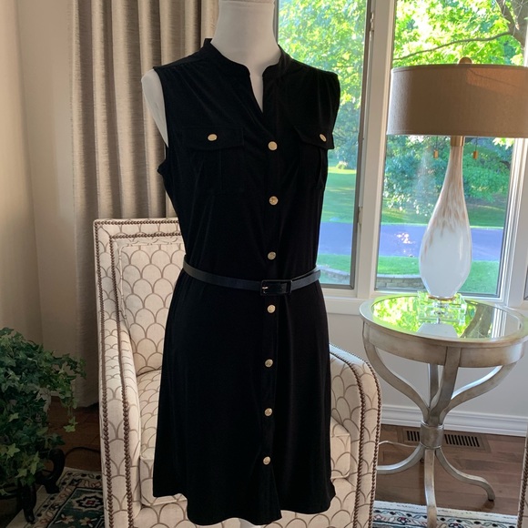 Michael Kors Dresses & Skirts - Michael Kors Black Military Style Snap Up Dress